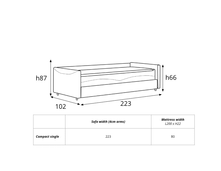Dimensions Slumbersofa Uno