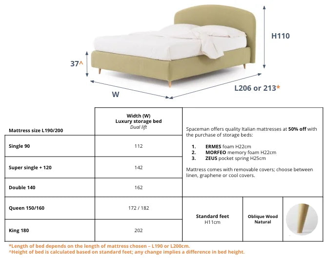 Slumberstore Halo Spaceman Space saving storage bed dimensions
