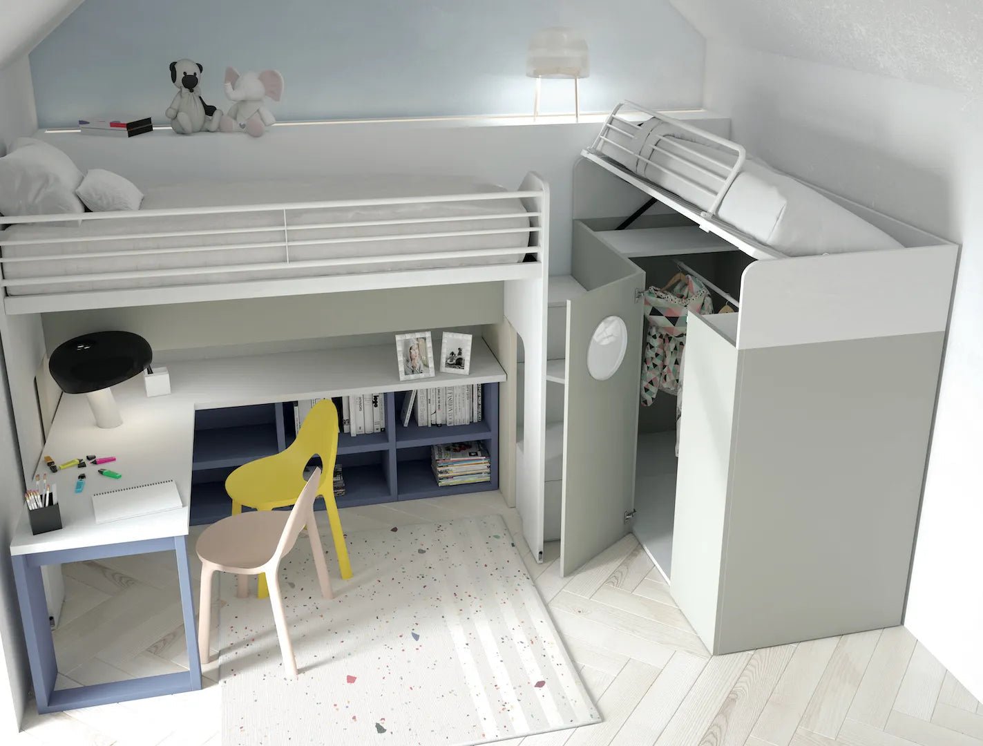 - Pandora - Kids/ Teens Loft Bed and Wardrobe - Spaceman