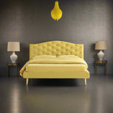 Designer Storage Bed - Slumberstore Barocco Storage Bedin yellow in grey painted room - Spaceman