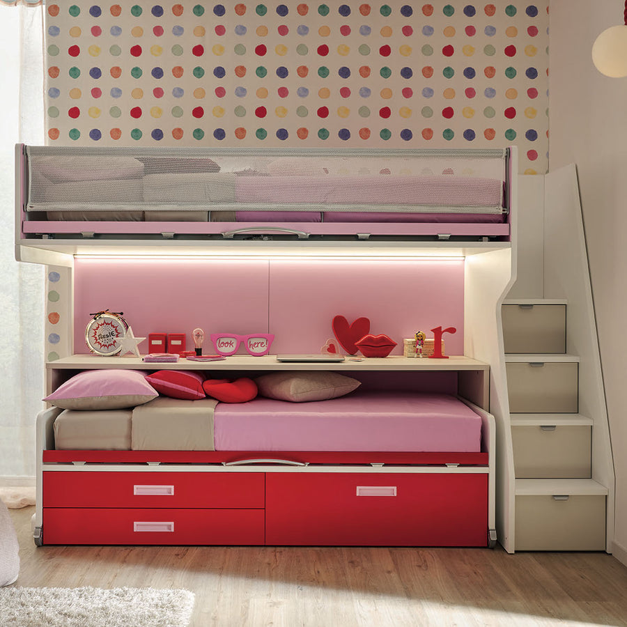 Zigzag - Kids/ Teens Space Saving Bunk Beds with Mobile Study Desk - Spaceman Singapore