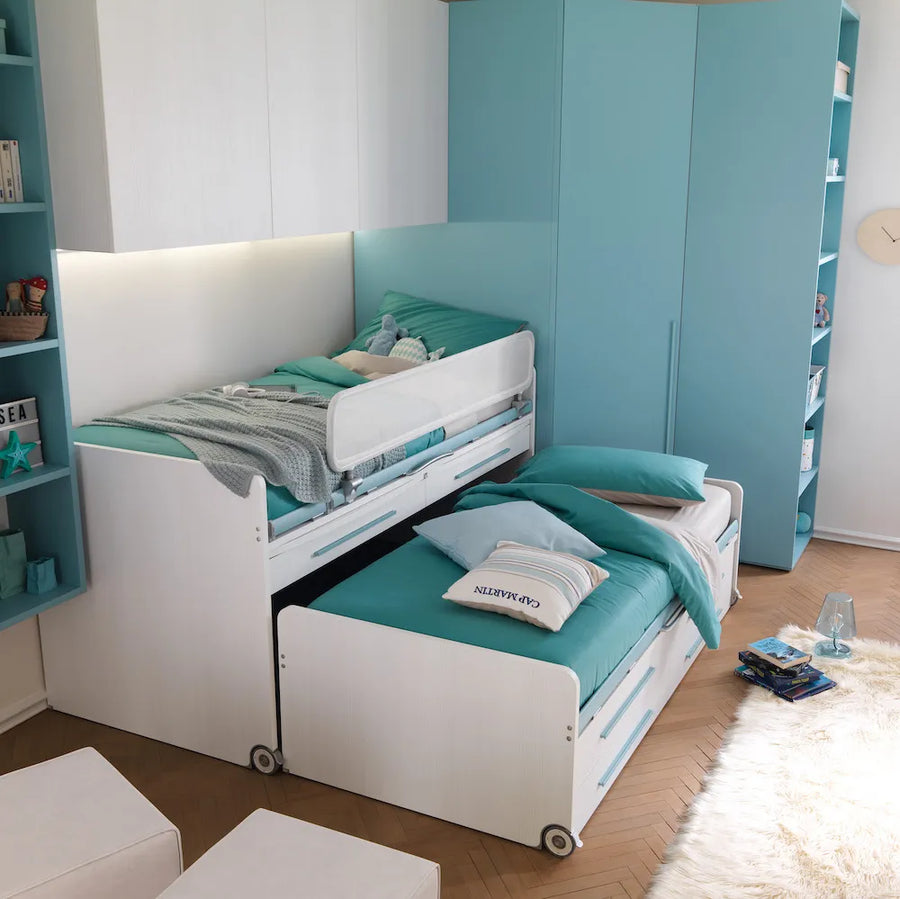 Ex-Display Cascade - Kids or Teens Low Bunk Beds with Desk - Space Saving Kids Bedroom Furniture - Spaceman Singapore
