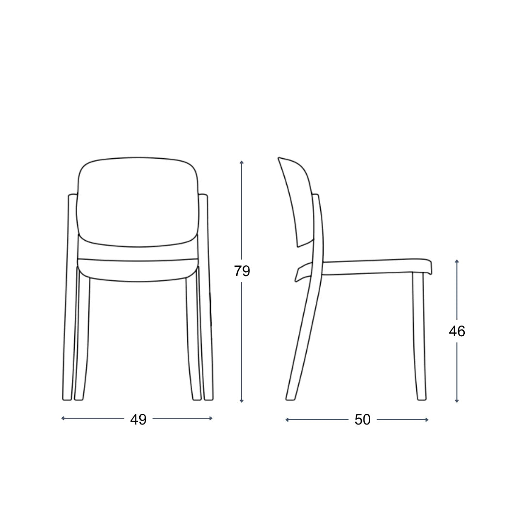 Dimension of Riviera dining chair 