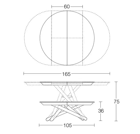 Spaceman Plexus Rise round extendable coffee dining table