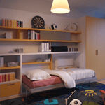 Bunk beds - Tuckin - Single Horizontal Murphy Bed - Spaceman