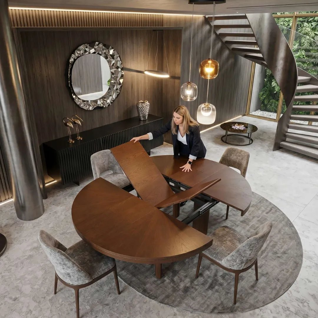 Dining table - Fiore - Round expanding dining table on both length and width - Spaceman