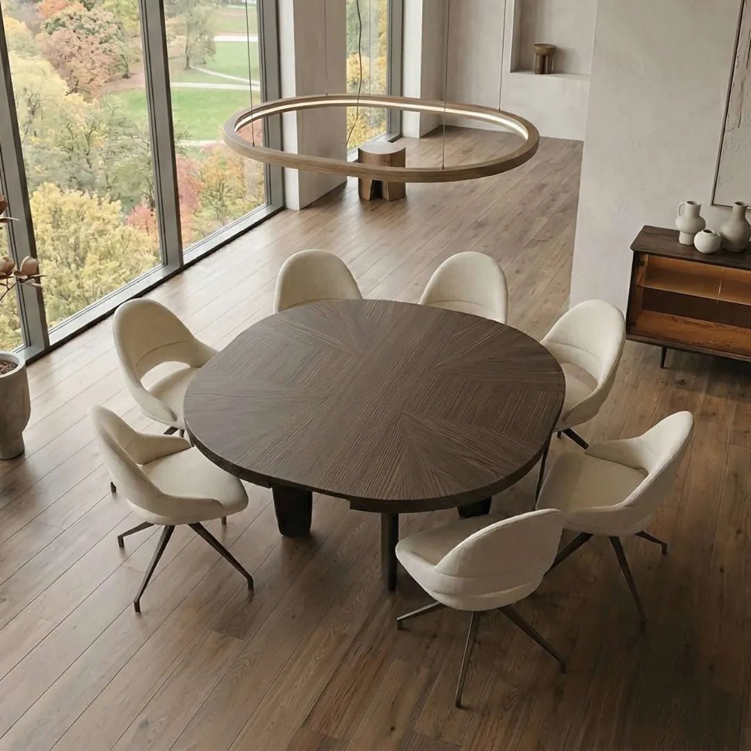 Dining table - Fiore - Round expanding dining table on both length and width - Spaceman