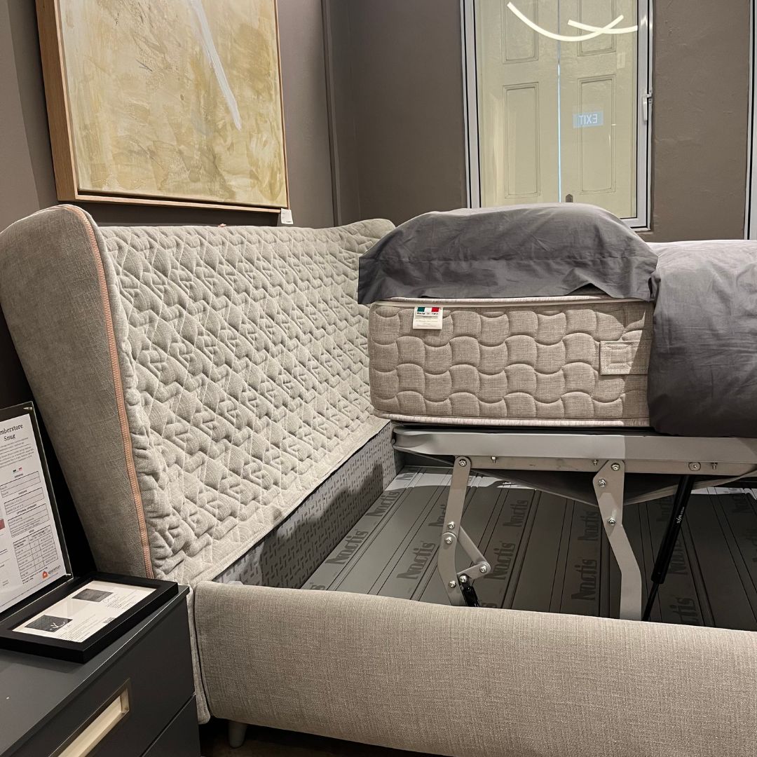  - EX - DISPLAY SALE 15% OFF - Slumberstore Snug Queen - size storage bed + Dual - lift mechanism + FREE headboard cover - Spaceman