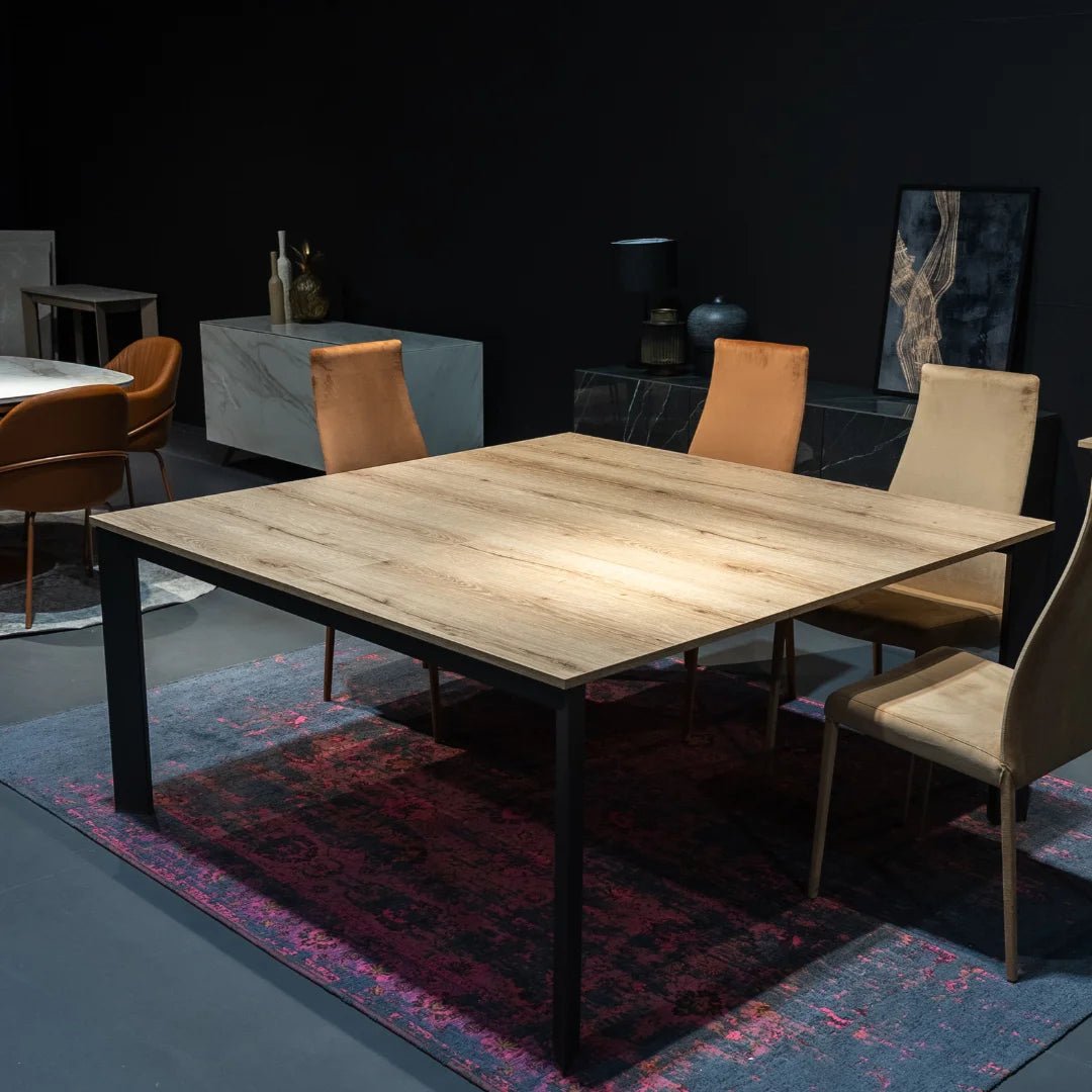 - Flatiron Horizontal - Dining Table Extends From Rectangular To Square - Spaceman
