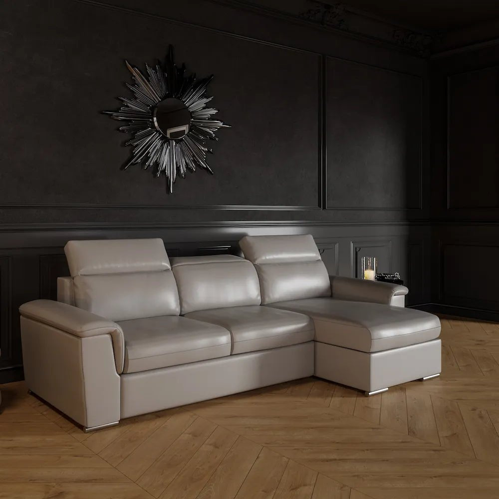 Sofa bed - EX - DISPLAY SALE 15% + 50% OFF - Slumbersofa Highback with chaise lounge - Real Mattress Sofa Bed with Adjustable Headrests - Spaceman