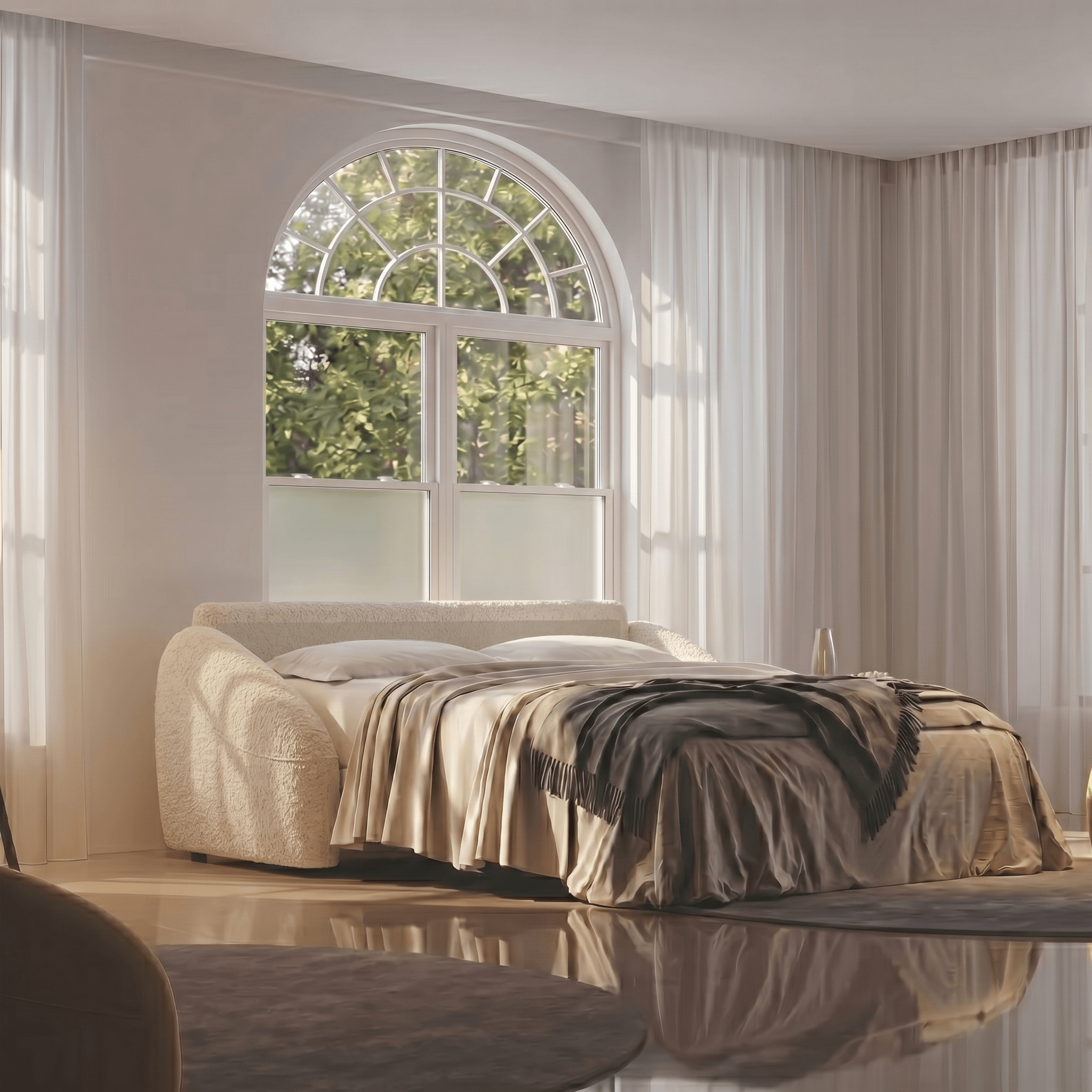 Sofa bed - Slumbersofa Aureola - Curvaceous Sofa Bed with Real Mattress - Spaceman