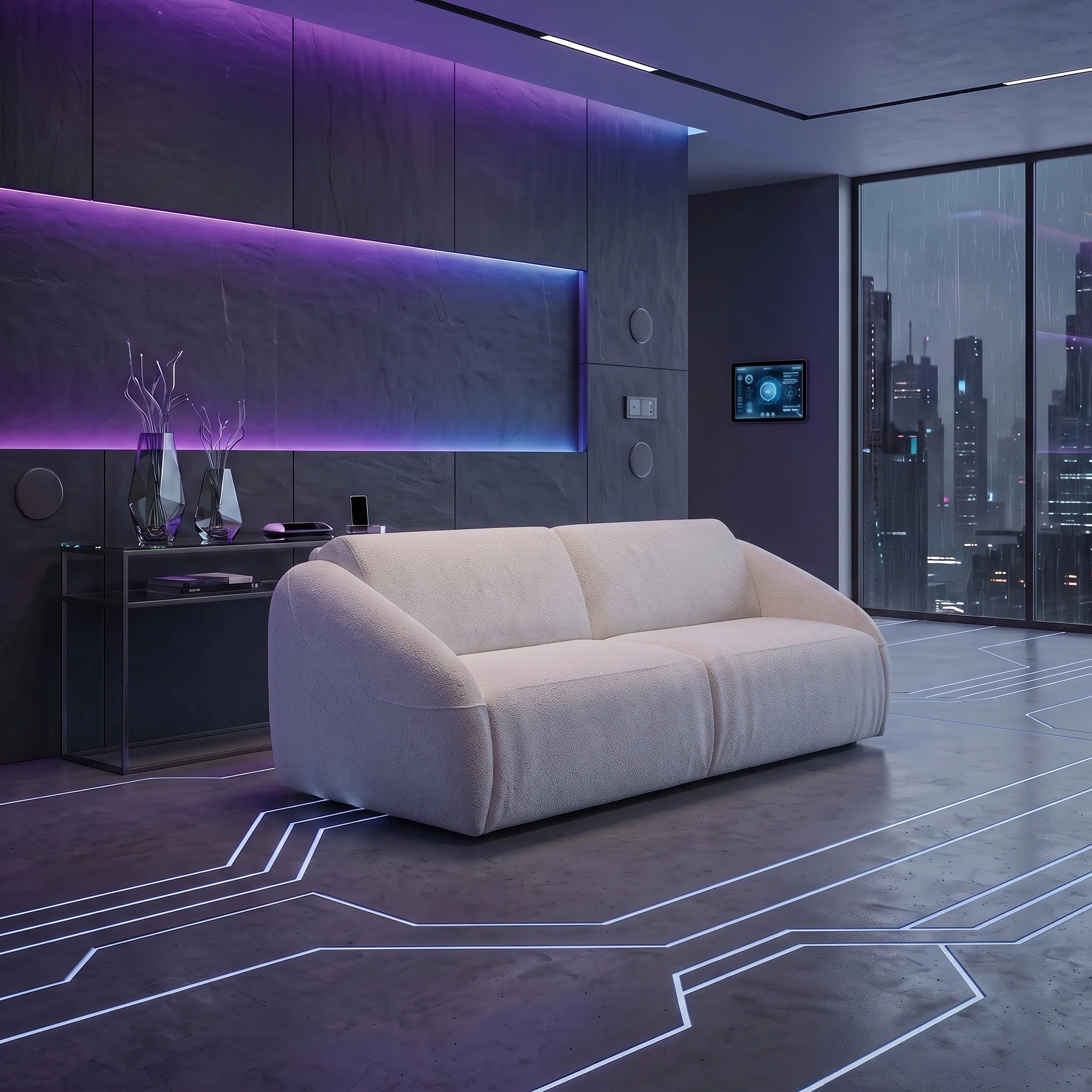 Sofa bed - Slumbersofa Aureola - Curvaceous Sofa Bed with Real Mattress - Spaceman