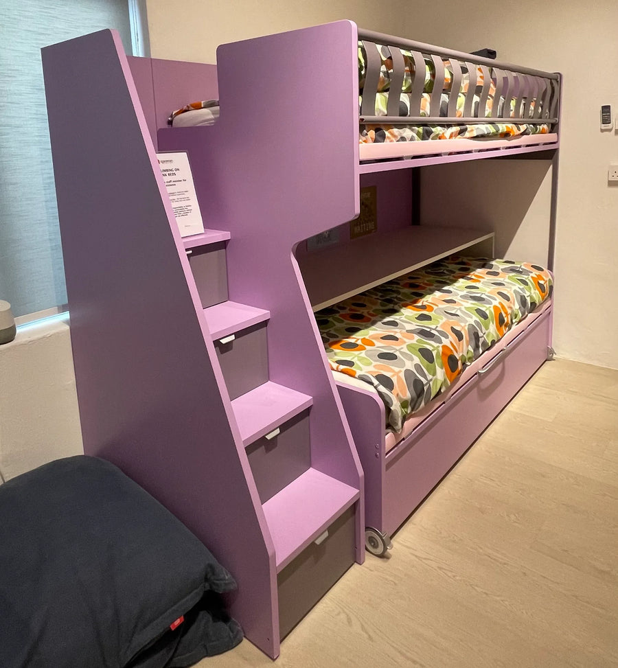 Ex-Display Zigzag - Kids or Teens Bunk Beds with Huge Study Desk - Space Saving Kids Bedroom Furniture - Spaceman Singapore