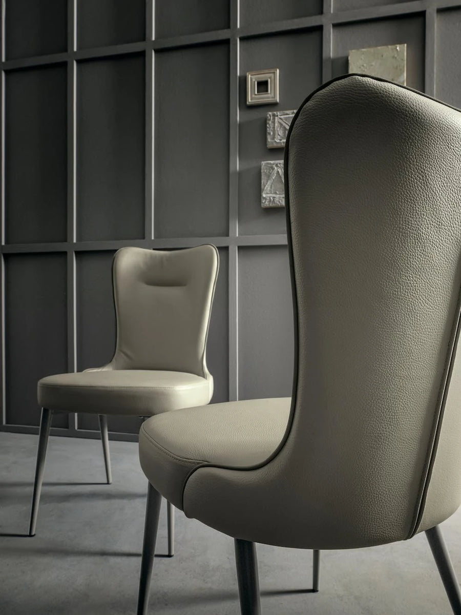 Mickey - Unique High Backrest Leather Dining Chairs - Space Saving Chairs - Spaceman Singapore