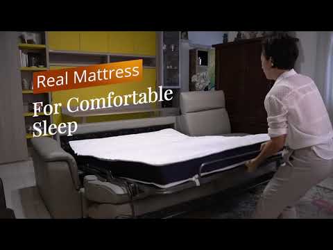 Slumbersofa Highback - Real Mattress Sofa Bed with High Headrest - Space Saving Sofa Beds Singapore - Spaceman Video