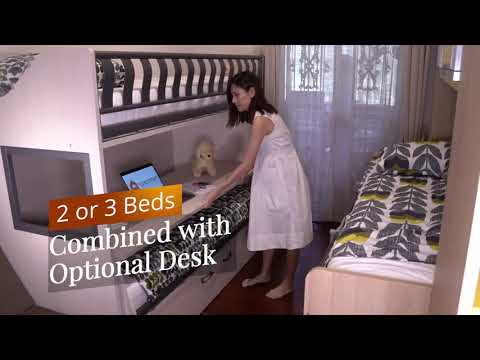Zigzag - Kids/ Teens Space Saving Bunk Beds with Mobile Study Desk - Spaceman Singapore Video